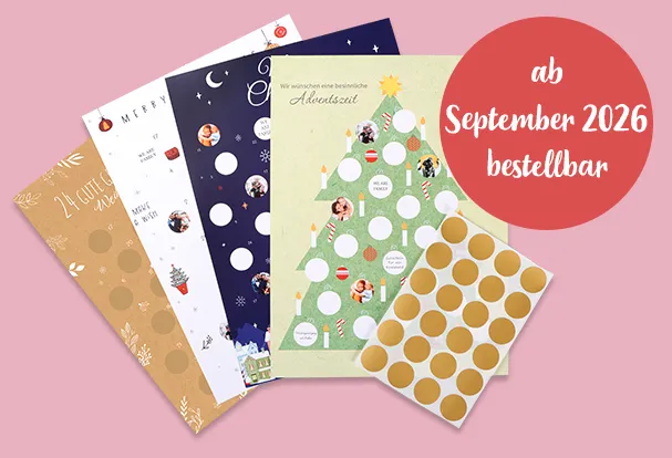 Adventskalender zum Rubbeln als personalisiertes Geschenk zu Weihnachten Der Adventskalender zum Rubbeln ist ein kreatives Weihnachtsgeschenk mit Fotos für die ganze Familie. 24 Rubbelsticker sind beigefügt.