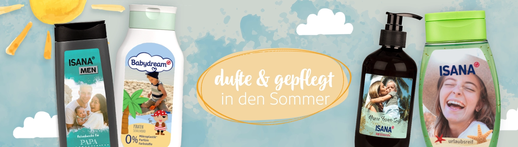 Personalisierte Kosmetik als Urlaub Geschenk mit eigenem Bild – Mein Design entdecken Individuell gestaltete Pflegeprodukte mit Urlaubsfoto-Etiketten aus der Serie Mein Design