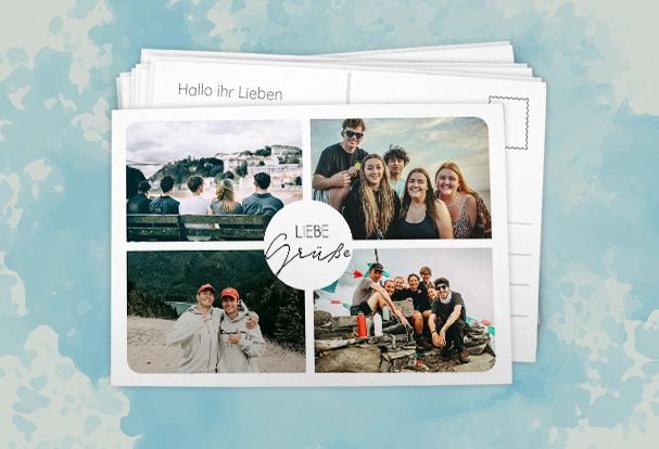 Postkarte mit Urlaubsfotos – kleine, persönliche Urlaubsgeschenk-Idee Individuell bedruckte Postkarte mit Urlaubsfoto und Text