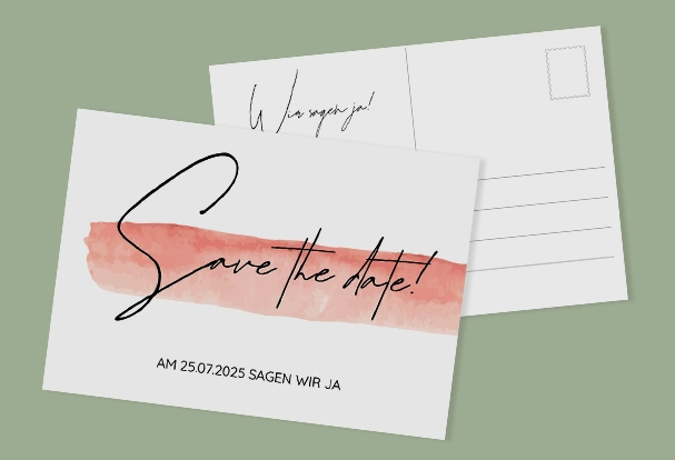 Save-the-Date Postkarten als Einladung zur Hochzeit, viele Desings Hochwertige Postkarten mit Text ‚Save the date!‘ und Datum als individuelles Fotogeschenk zur Hochzeit mit viel Herz und Stil.