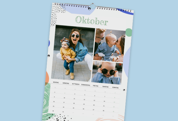 Foto-Wandkalender gestalten, hochwertiger Digitaldruck Der Kalender mit fröhlichen Babyfotos ist ein praktisches und zugleich persönliches Babygeschenk zur Geburt für zu Hause.