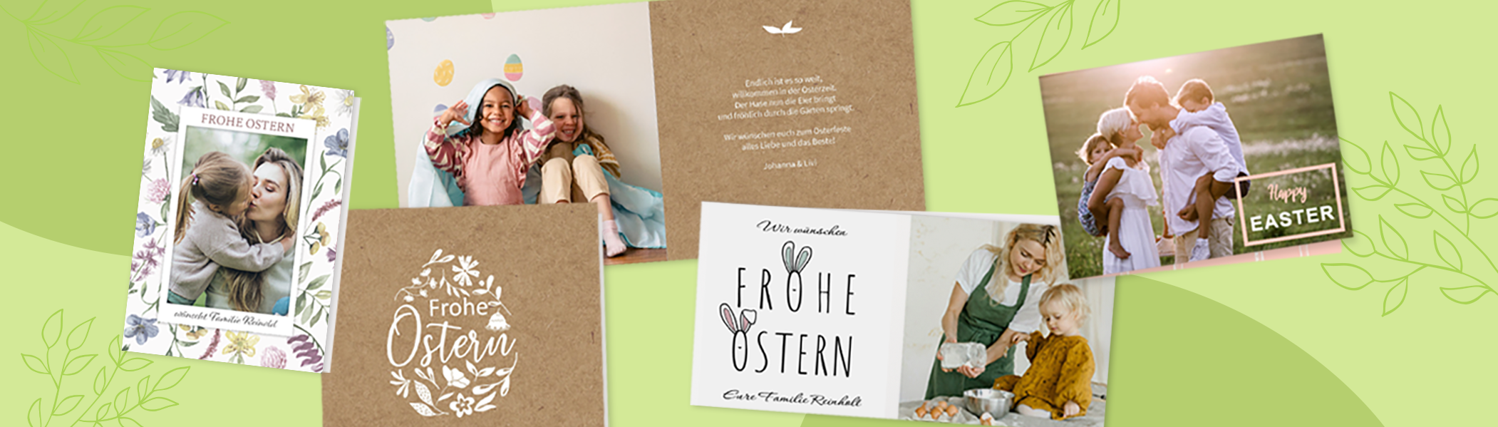 Personalisierte Ostergeschenke und Karten, Designauswahl Fotogeschenke Ostern: Verschiedene personalisierte Osterkarten mit Foto für persönliche Grüße zu Ostern. Jetzt gestalten!