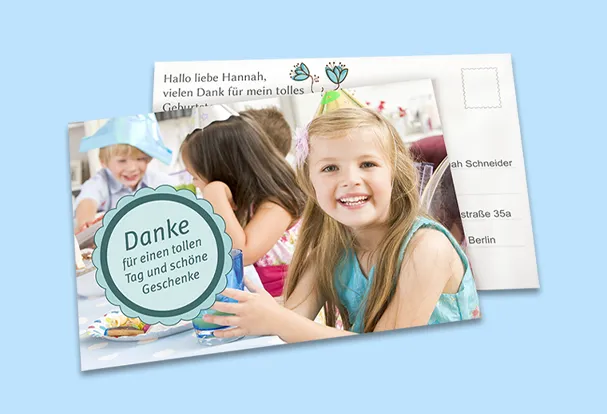 Fotogeschenke Geburtstag, Postkarte, personalisiert Entzueckendes Fotobuch zum Geburtstag fuer jeden einzelnen Gast. Fuer die, die nicht kommen konnten, gibt es die Postkarten, die ihr ihnen schicken koennt.