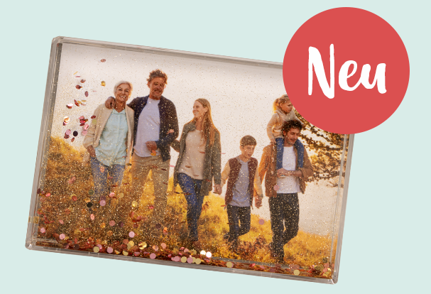 NEU: Schüttelrahmen mit Glitzer und eigenem Foto unkelnde Momente: erweckt eure Fotos mit Glitzer und Bewegung zum leben.