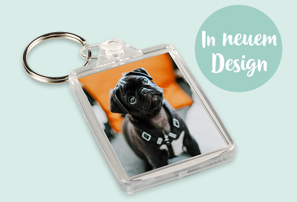 Neues Design: Personalisierbarer Schlüsselanhänger mit Foto Foto-Schlüsselanhänger aus Acryl – neues Design