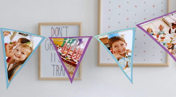 Fotogeschenke Geburtstag, individualisierte Girlande Einzigartiges Geburtstagsgeschenk mit Fotos wie die Foto-Girlande gestalten und bestellen in der ROSSMANN Fotowelt. Minimaler Aufwand fuer maximale Freude.