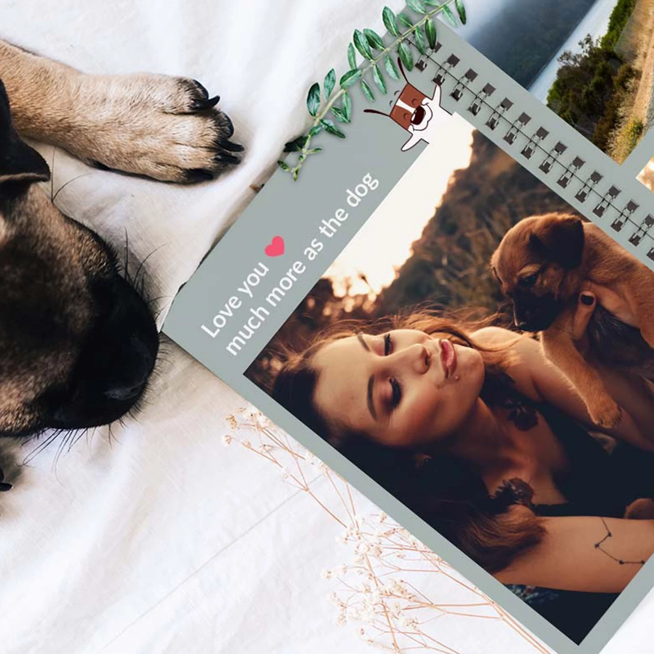 Fotobuch erstellen mit Text, Bildern oder Rezepten Das Fotobuch mit silberner Ringbindung ermöglicht einfaches Blättern, ideal als Foto-Kochbuch oder modernes quadratisches Album in verschiedenen Formaten.