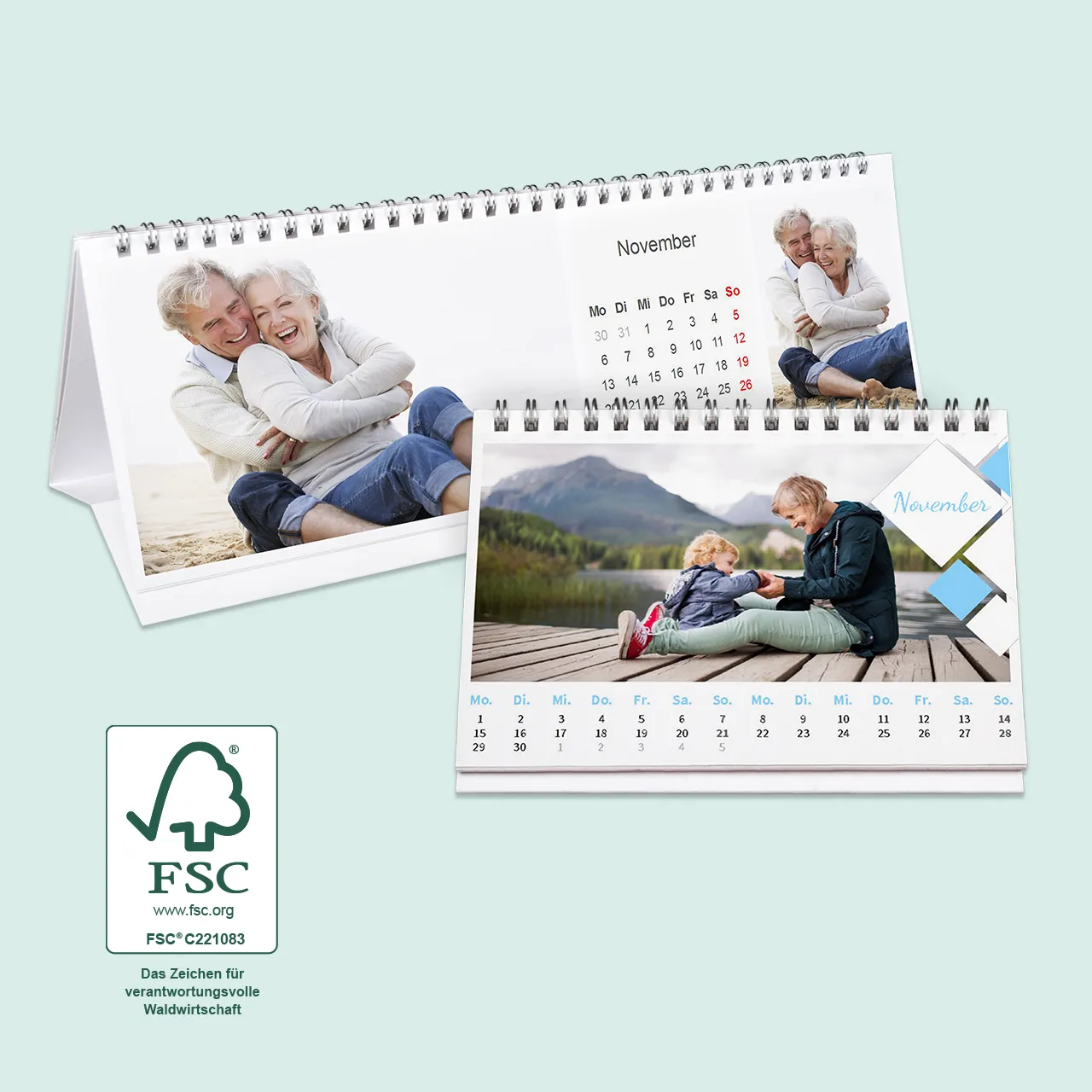 Foto-Tischkalender, einzigartig, hochwertig, praktisch In der ROSSMANN Fotowelt hochwertigen Tischkalender gestalten und bestellen. Die Kalender gibt es in verschiedenen Varianten, zum Beispiel mit Holzfuß und Klemmbrett.