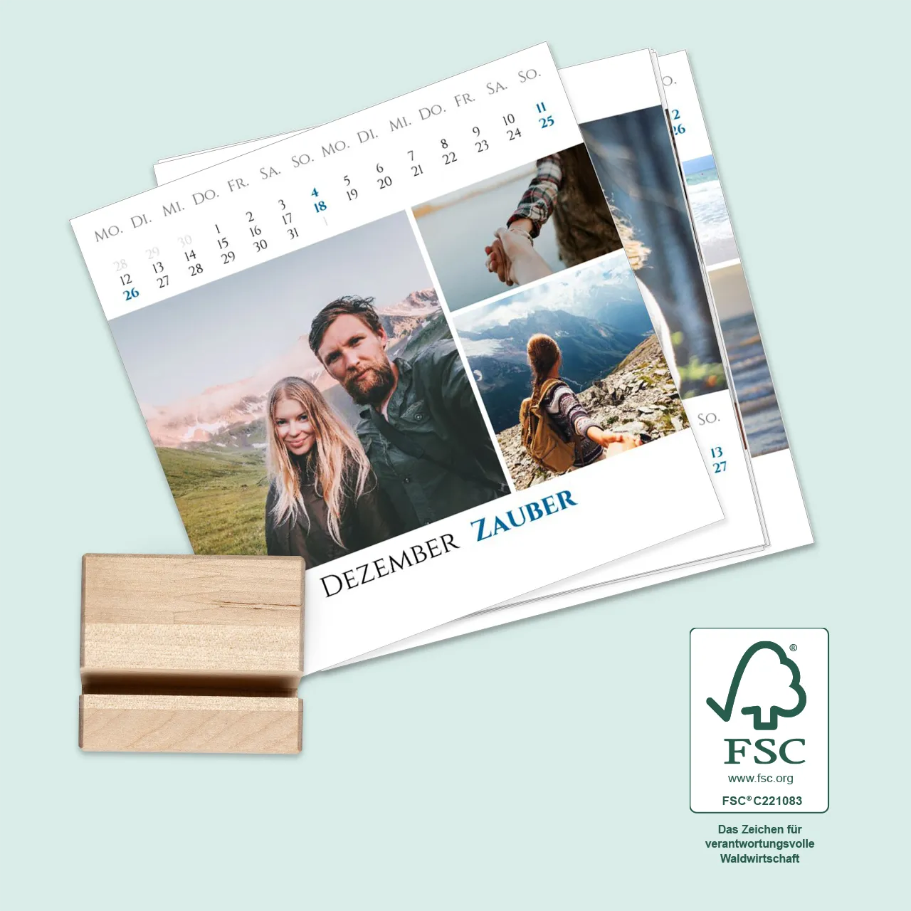 Tischkalender mit Fotos, auffallend praktisch, dekorativ Der Tischkalender ist in verschiedenen Varianten erhältlich. Beispielsweise ist es möglich, einen Standfuß zu wählen und dort die losen Kalenderblätter aufzustellen.