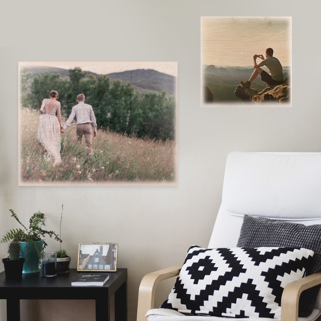 Bild auf Holz, verschiedene Größen und Formate, hochwertig Ihr könnt ein Foto auf Holz drucken lassen. Die Holzstruktur lässt eure Wanddeko besonders edel wirken. Der natürliche Charme des Holzes entfacht den Vintage-Look.