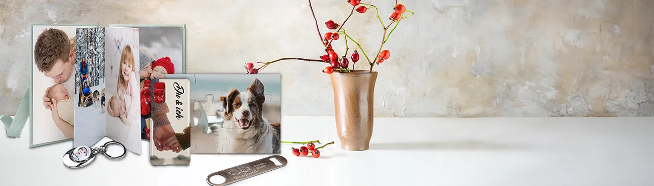 Individuelle Geschenke mit euren Fotos gestalten Bereitet euren Liebsten eine Freude! Die abgebildeten Fotogeschenke lassen sich individuell mit euren Fotos gestalten.