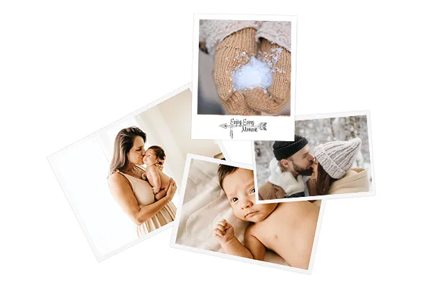 Hochwertige Fotos, Größen- und Formatauswahl Abgebildet sind mehrere entwickelte Fotos mit persönlichen Momenten. Bestellt eure Fotoabzüge für Alben oder Geschenke.