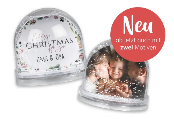 Mit Foto und Text personalisierte Schneekugel mit Schnee, Glitzer oder Herzen Gestaltet eure personalisierte Schneekugel in der ROSSMANN Fotowelt. Wählt zwischen klassischem Schnee, wunderbarem Glitzer oder roten Herzen.