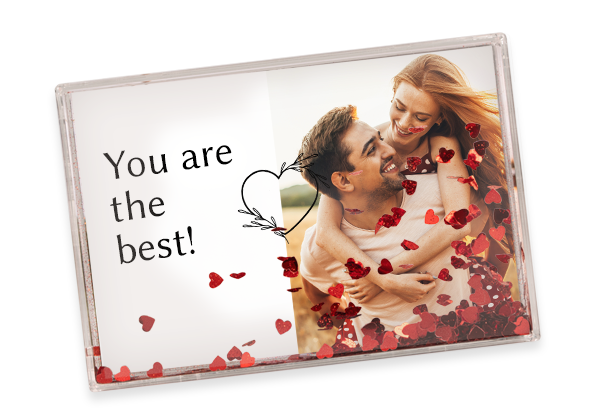 Schüttelrahmen mit Foto – Persönliches Fotogeschenk mit Bewegung Schüttelrahmen mit verschiedenen Füllungen für jeden Anlass passend ein persönliches Fotogeschenk gestalten – erhält druch die Bewegung einen echten Wow-Effekt!