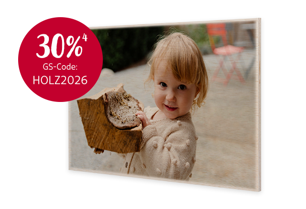 Foto auf Holz, weiß wird nicht unterdruckt, Holz-Struktur Ihr könnt ein Foto auf Holz drucken lassen. Die Holzstruktur lässt eure Wanddeko besonders edel wirken. In der ROSSMANN Fotowelt könnt ihr euer Vintage-Look für das Wohnzimmer gestalten und bestellen.