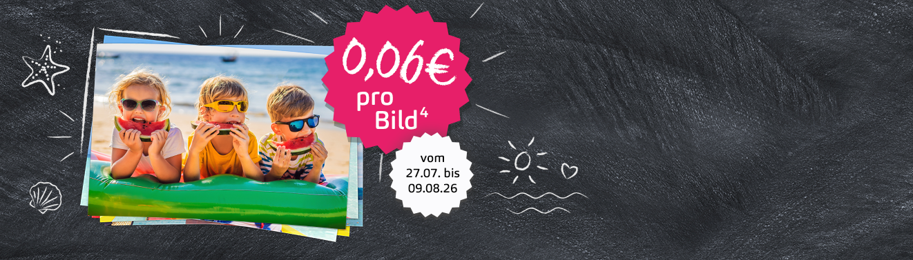 Sommeraktion für Fotoabzüge im 10er-Format – Lieblingsmomente günstig drucken Sommeraktion für Fotoabzüge im 10er-Format mit farbenfrohen Urlaubserinnerungen