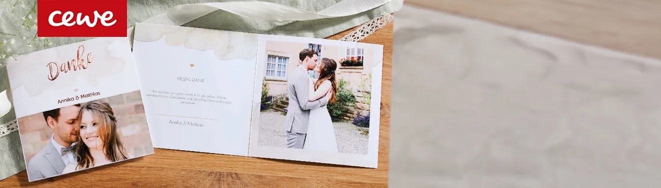 Grußkarten von CEWE Grußkarte mit Hochzeitsfoto und Design