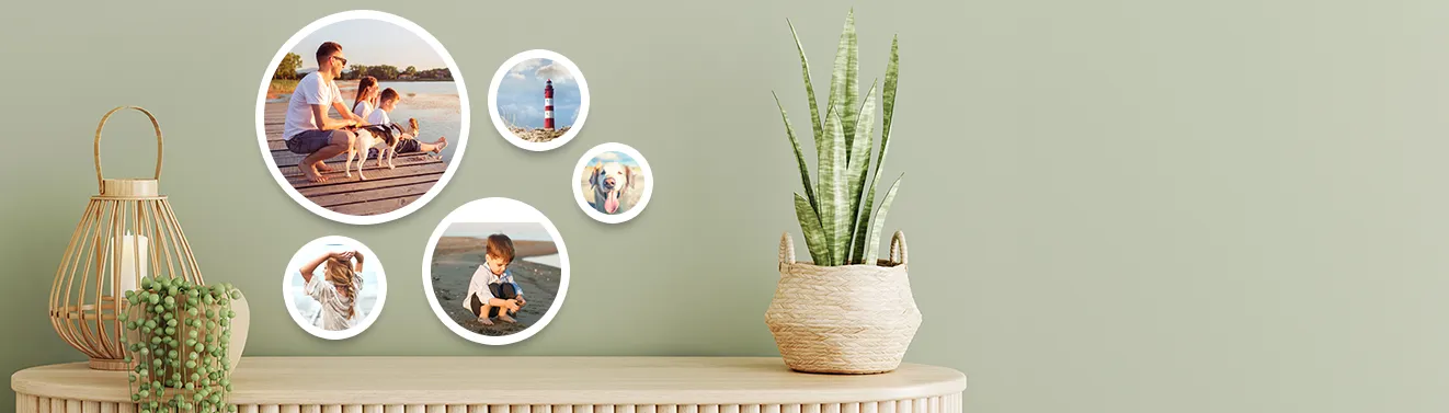 Fotos kreativ als Wandbilder drucken Fotos als runde Wandbilder mit persönlichen Erinnerungen für die Wand