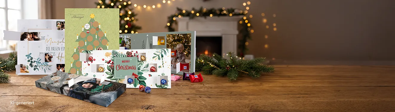 Adventskalender mit eigenen Fotos gestalten Personalisierte Adventskalender mit Fotos und Schokolade