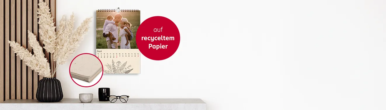 Fotokalender mit persönlichen Fotos gestalten Fotokalender mit eigenen Fotos auf recyceltem Papier