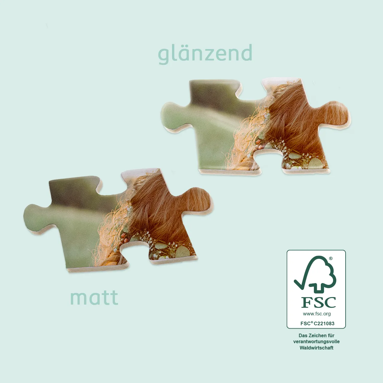 Puzzle selbst gestalten, glänzend oder matt Das Fotopuzzle aus der ROSSMANN Fotowelt kann mit euren Lieblingsbildern in glänzend oder matt bedruckt werden. Hergestellt aus umweltfreundlichem Material.